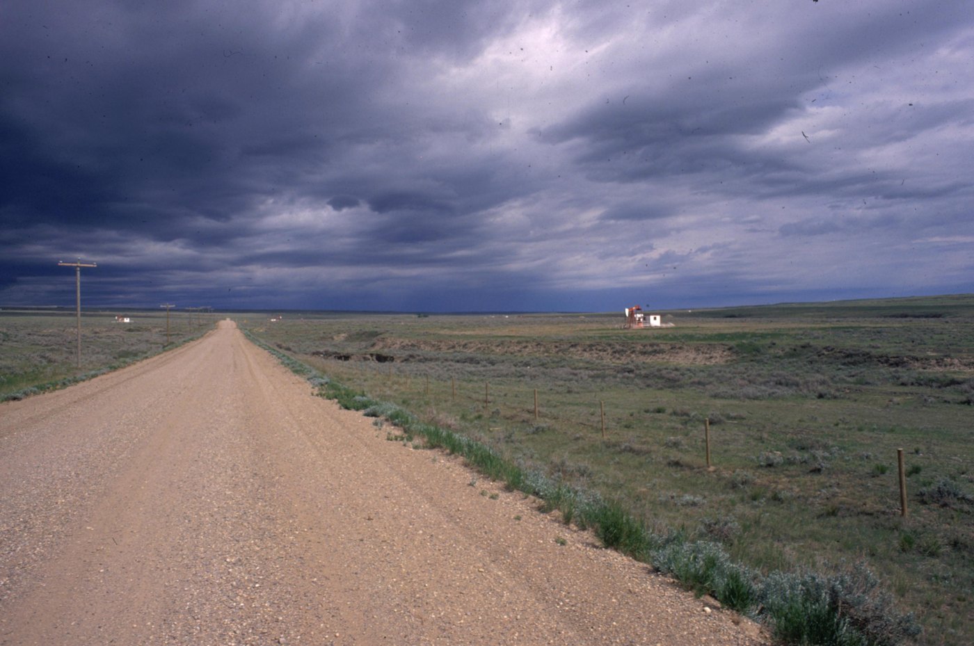 Road and oil wells fragmenting sagebrush habitat